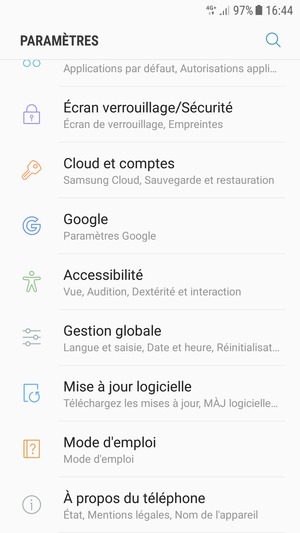 Faites défiler et sélectionnez Mise à jour logicielle