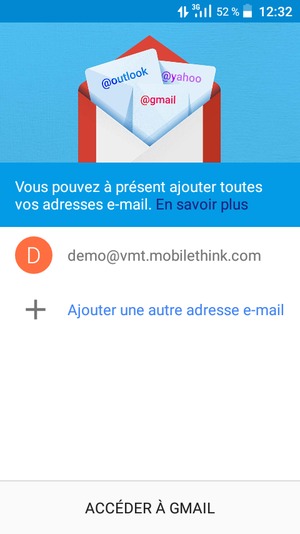 Sélectionnez ACCÉDER  À GMAIL