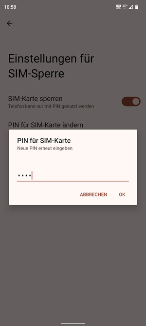 Bestätigen Sie Ihre neue PIN der SIM-Karte und wählen Sie OK