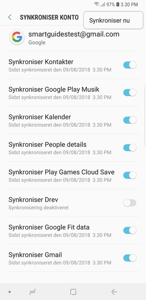 Vælg Synkroniser nu
