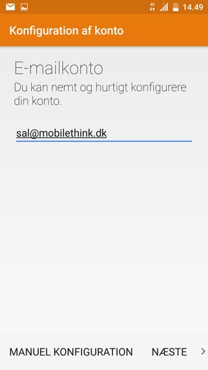Indtast din e-mailadresse og vælg NÆSTE