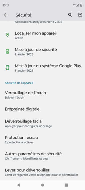 Faites défiler et sélectionnez Autres paramètres de sécurité