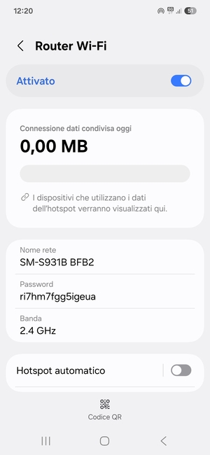 Il telefono è ora pronto per essere usato come modem
