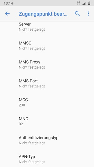 Scrollen Sie nach unten und geben Sie Internetinformationen ein