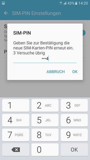 Bestätigen Sie Ihre neue SIM-Karten-PIN und wählen Sie OK