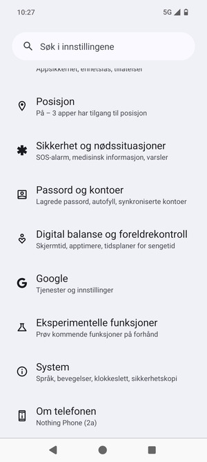 Bla til og velg System