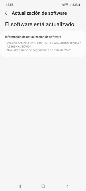 Si su teléfono está actualizado, verá la siguiente pantalla