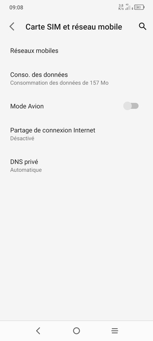 Sélectionnez Partage de connexion Internet