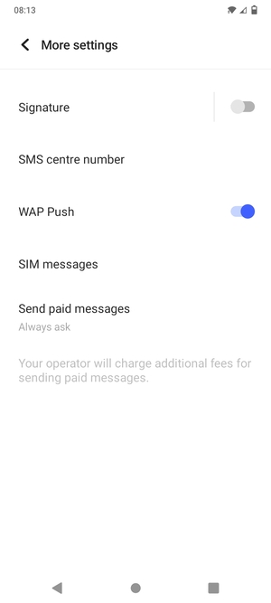 Select SMS centre number