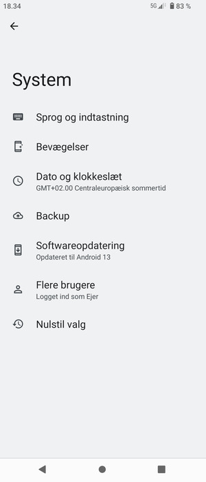 Vælg Backup