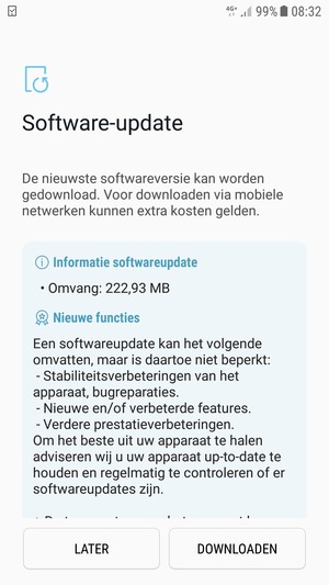Als uw telefoon niet up-to-date is, selecteert u DOWNLOADEN
