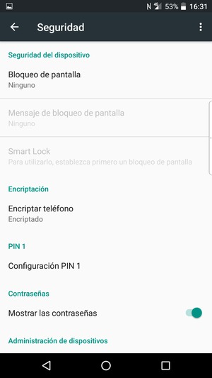 Para activar su bloqueo de pantalla, vaya al menú Seguridad y seleccione Bloqueo de pantalla