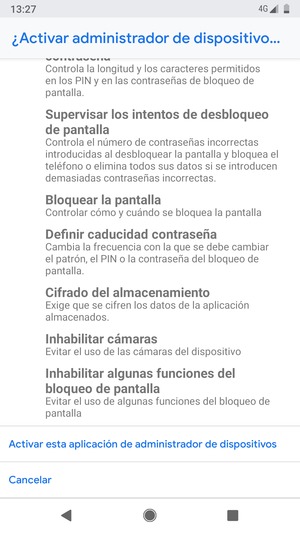 Desplácese y seleccione Activar esta aplicación de administrador de dispositivos