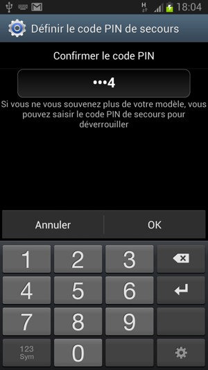 Confirmez la sauvegarde du code PIN et appuyez sur OK
