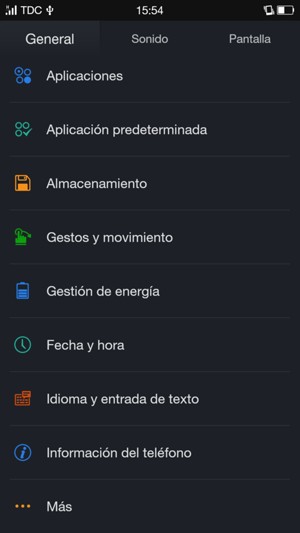 Desplácese y seleccione Información del teléfono