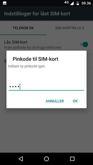 Bekræft din nye pinkode og vælg OK