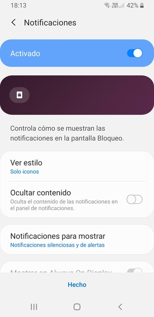 Seleccione la opciones deseada y seleccione Hecho