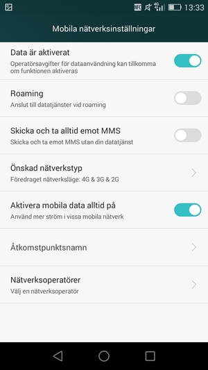 Välj Önskad nätverkstyp