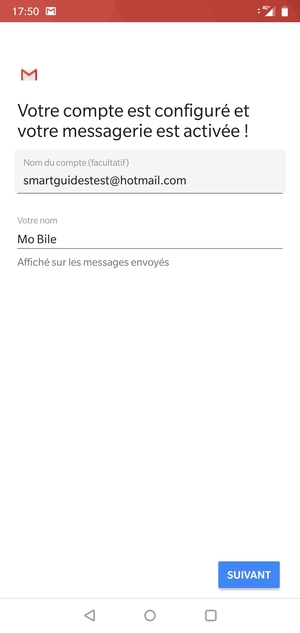 Donnez un nom à votre compte et saisissez votre nom. Sélectionnez SUIVANT