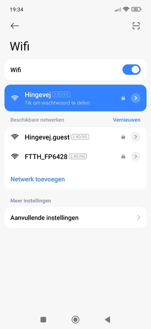 U bent nu verbonden met het WiFi-netwerk