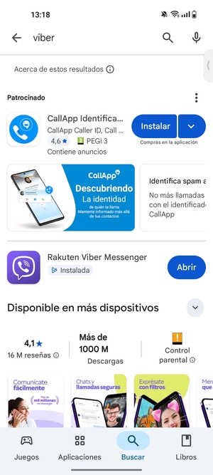 Seleccione la aplicación