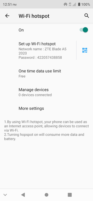 Your phone is now set up for use as a modem