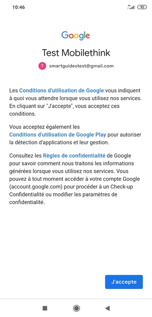 Sélectionnez J'accepte