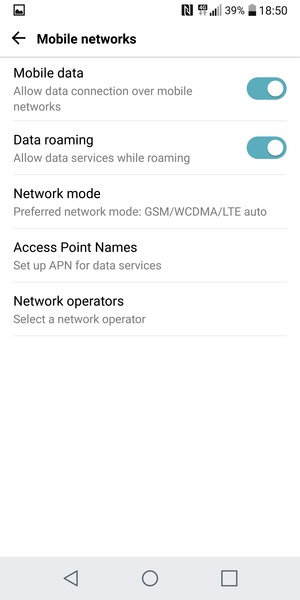 Turn Data roaming on or off