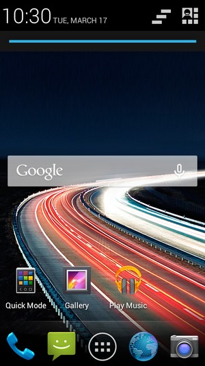 Slide down the top menu