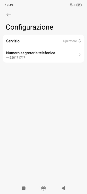 Seleziona Numero segreteria telefonica