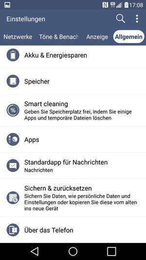 Scrollen Sie und wählen Sie Über das Telefon