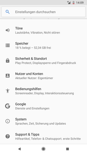 Scrollen Sie und wählen Sie Nutzer und Konten