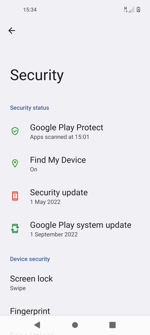 To activate your screen lock, go to the Security menu and select Screen lock