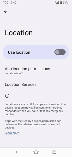 Turn off Use location