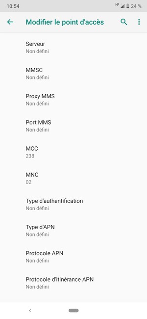 Faites défiler vers le bas et saisissez les informations MMS