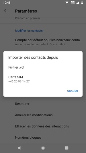 Sélectionnez Carte SIM