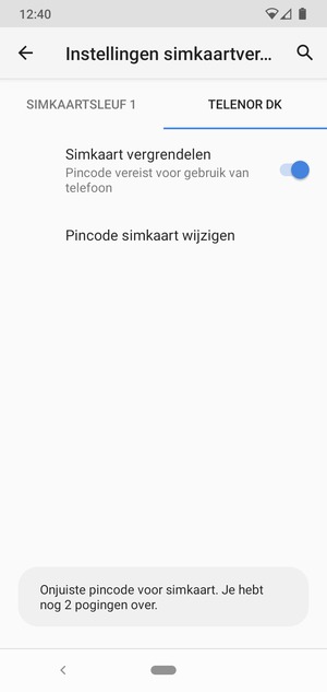 Uw sim-pincode is gewijzigd