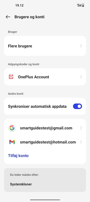 Vælg din Google konto