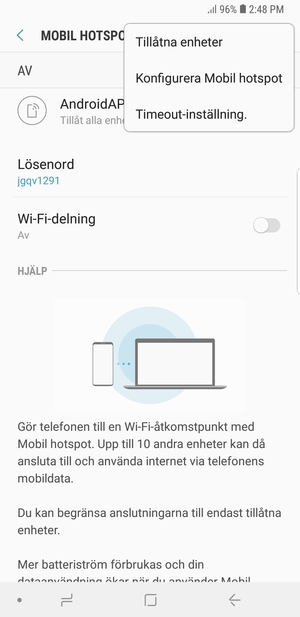 Välj Konfigurera Mobil hotspot