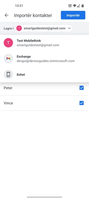 Velg din Google-konto