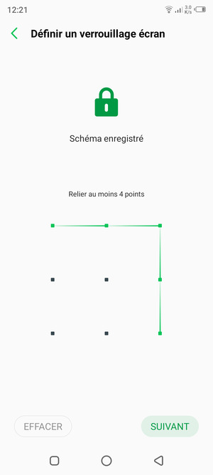 Dessinez un motif de déverrouillage et sélectionnez SUIVANT