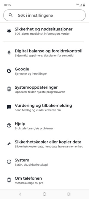 Bla til og velg Systemoppdateringer