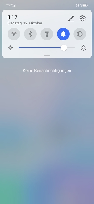 Ziehen Sie erneut das obere Menü nach unten
