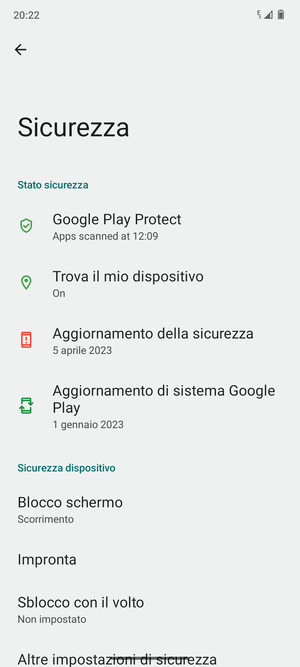 Seleziona Blocco schermo