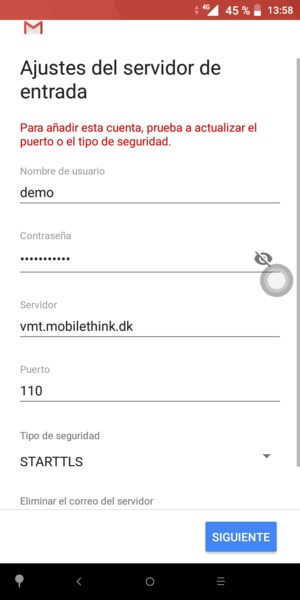 Seleccione Tipo de seguridad