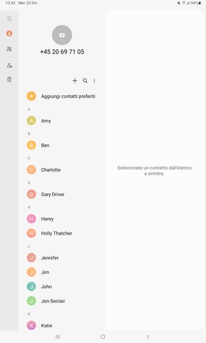 Seleziona il tasto Menu