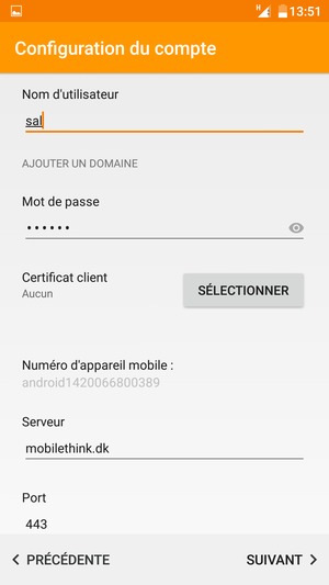 Saisissez Nom d'utilisateur