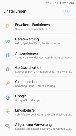 Scrollen Sie und wählen Sie Gerätesicherheit