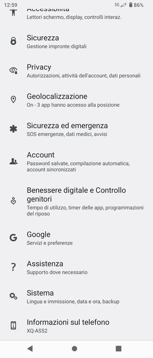 Scorri e seleziona Sistema