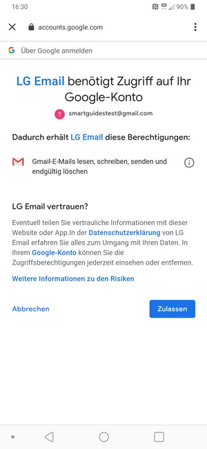 Wählen Sie Zulassen